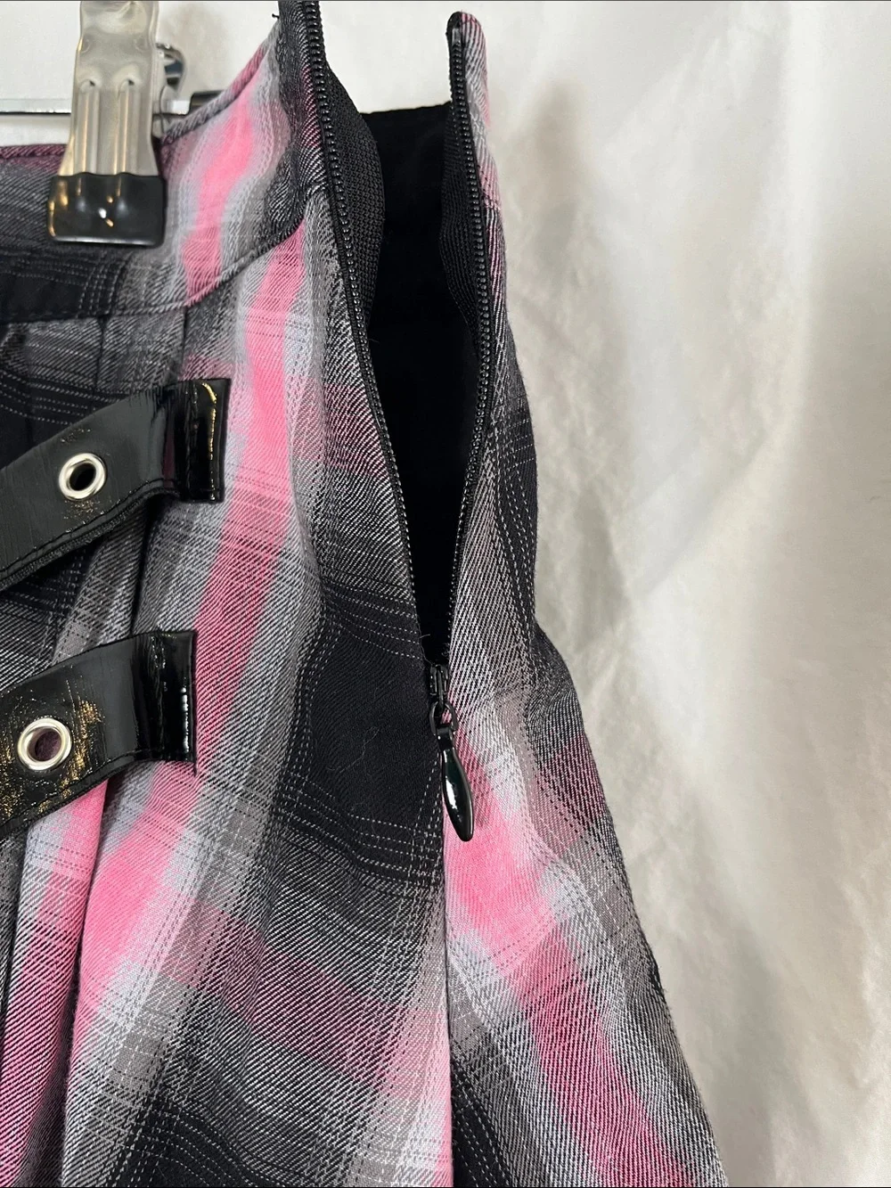 Disturbia Pink and Black Plaid Layered Cotton Mini Skirt Size 8 (UK 12)